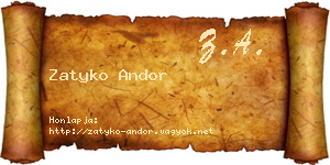 Zatyko Andor névjegykártya